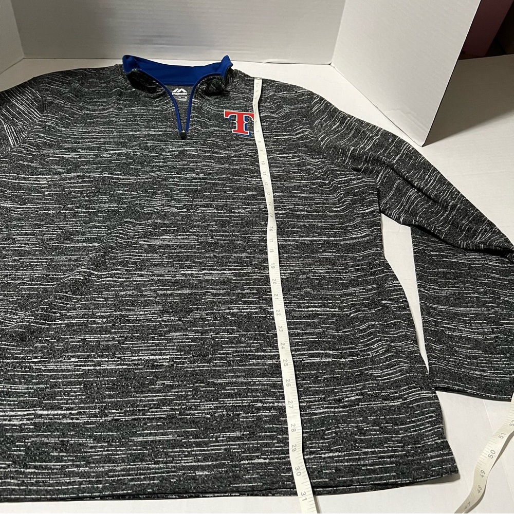 Majestic Texas Rangers 1/4 Zip long sleeve Pullover XL Gray Space Dye Jacket MLB - Picture 6 of 8
